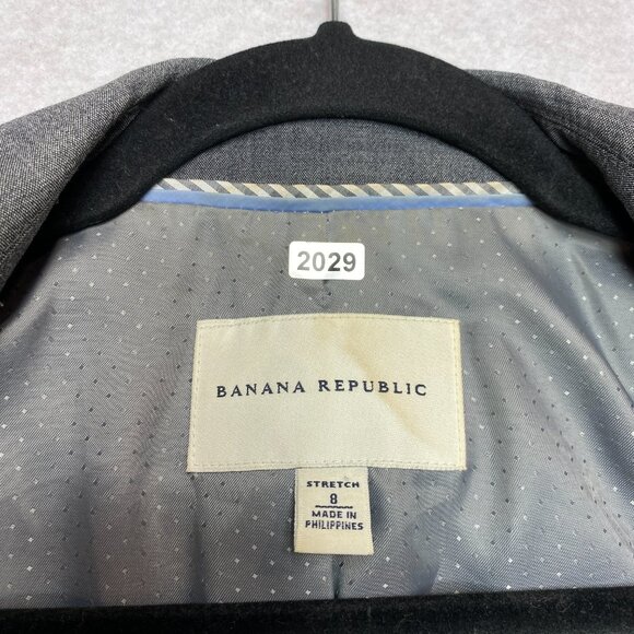 Banana Republic Blazer Womens 8 Gray One Button Wool Blend Jacket - Picture 7 of 14